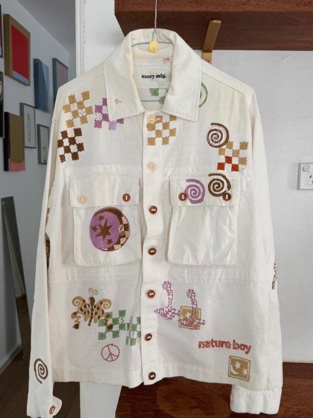 Story MFG Men's White and Cream Jacket